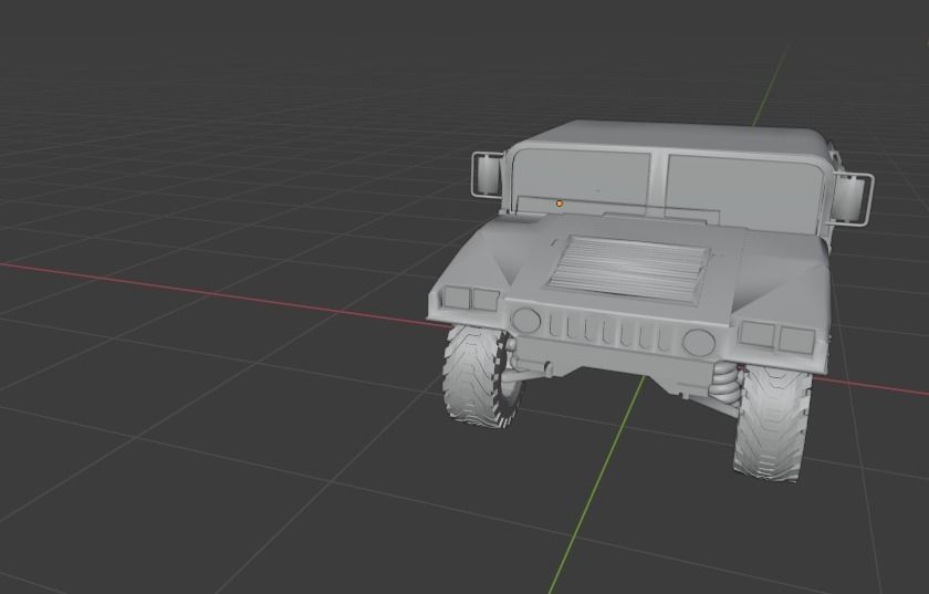 Humvee orange military vehicle Low-poly 3D model_1
