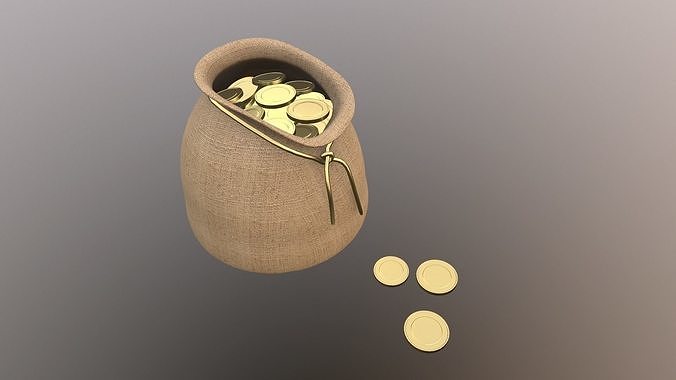 Money bag Low-poly 3D model