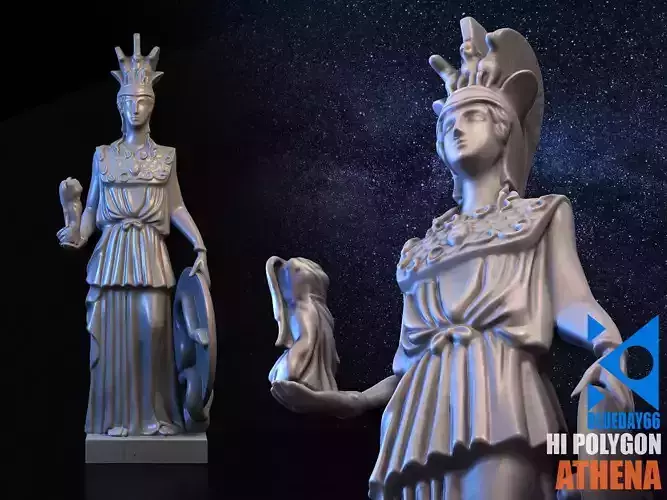 Athena statue of greek goddess