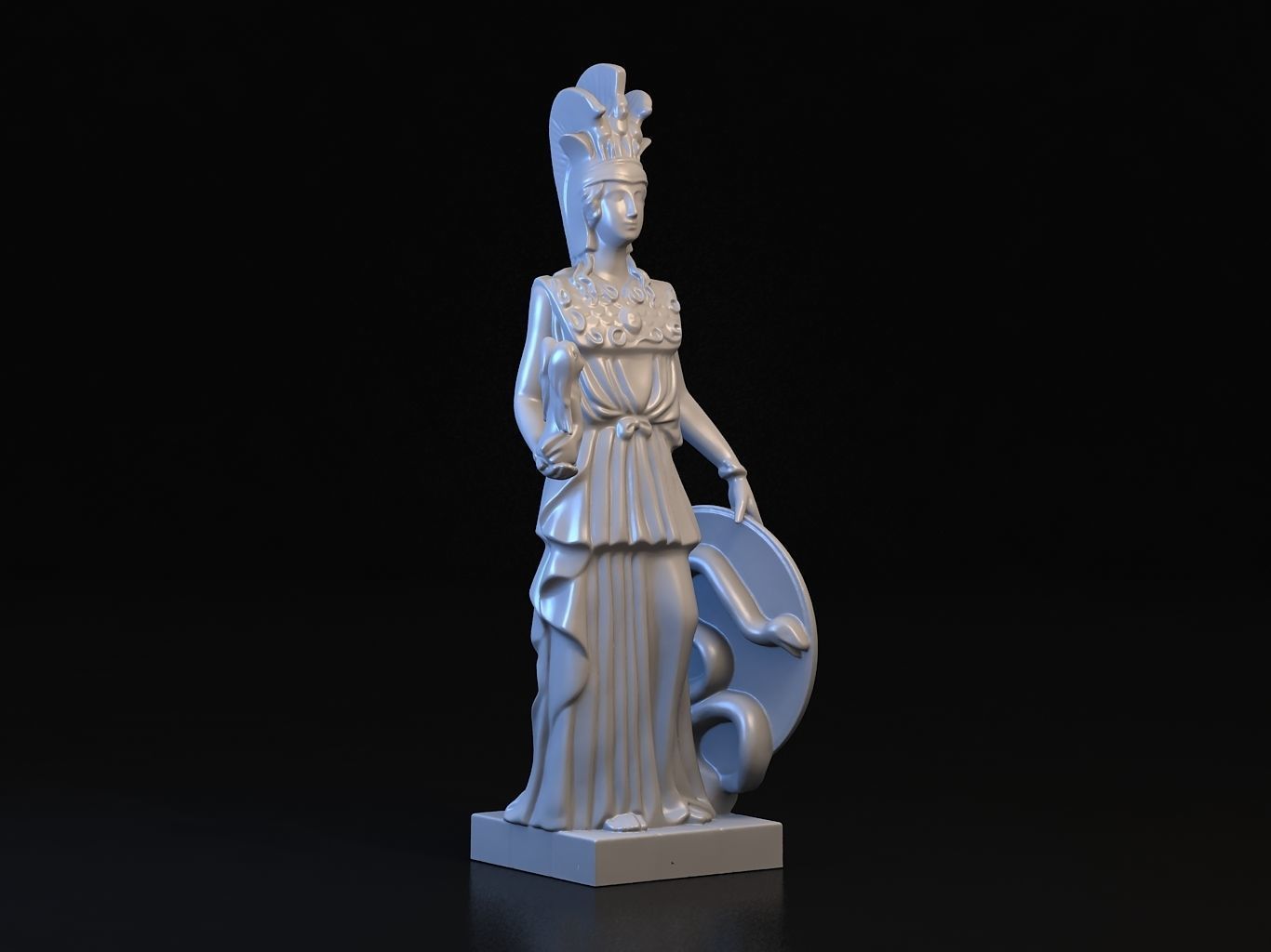 Athena statue of greek goddess 3D model_11