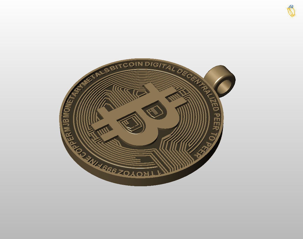 Bitcoin pendant 3D print model_14