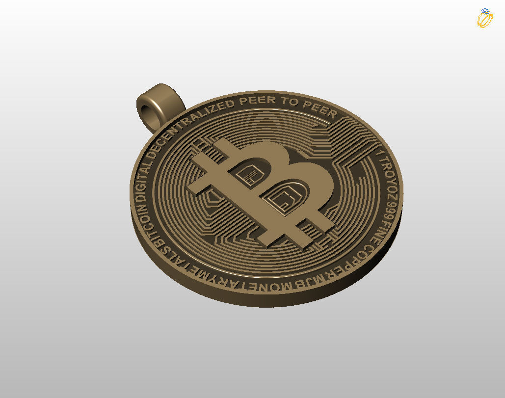 Bitcoin pendant 3D print model_5