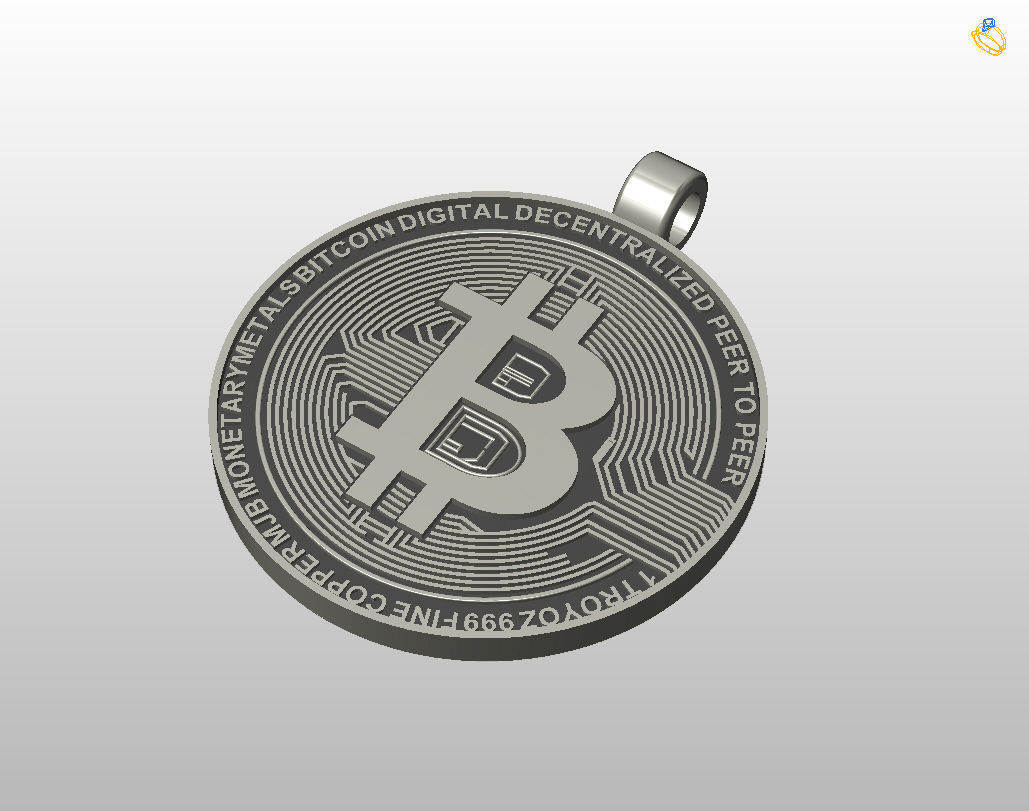 Bitcoin pendant 3D print model_19