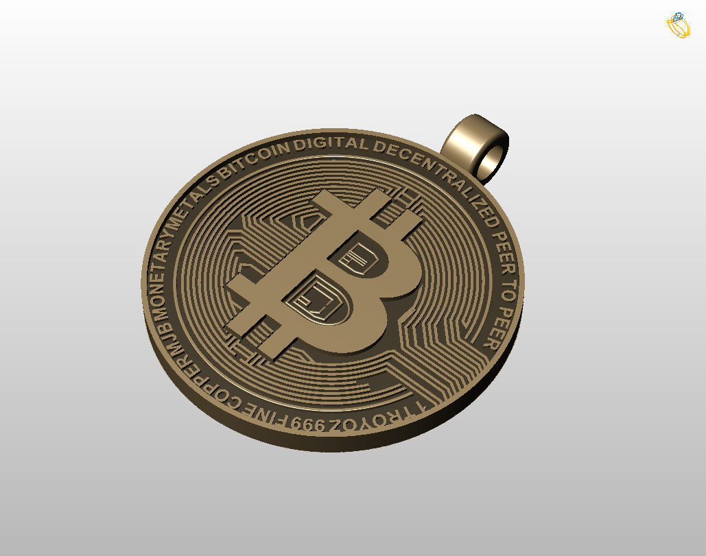 Bitcoin pendant 3D print model_7