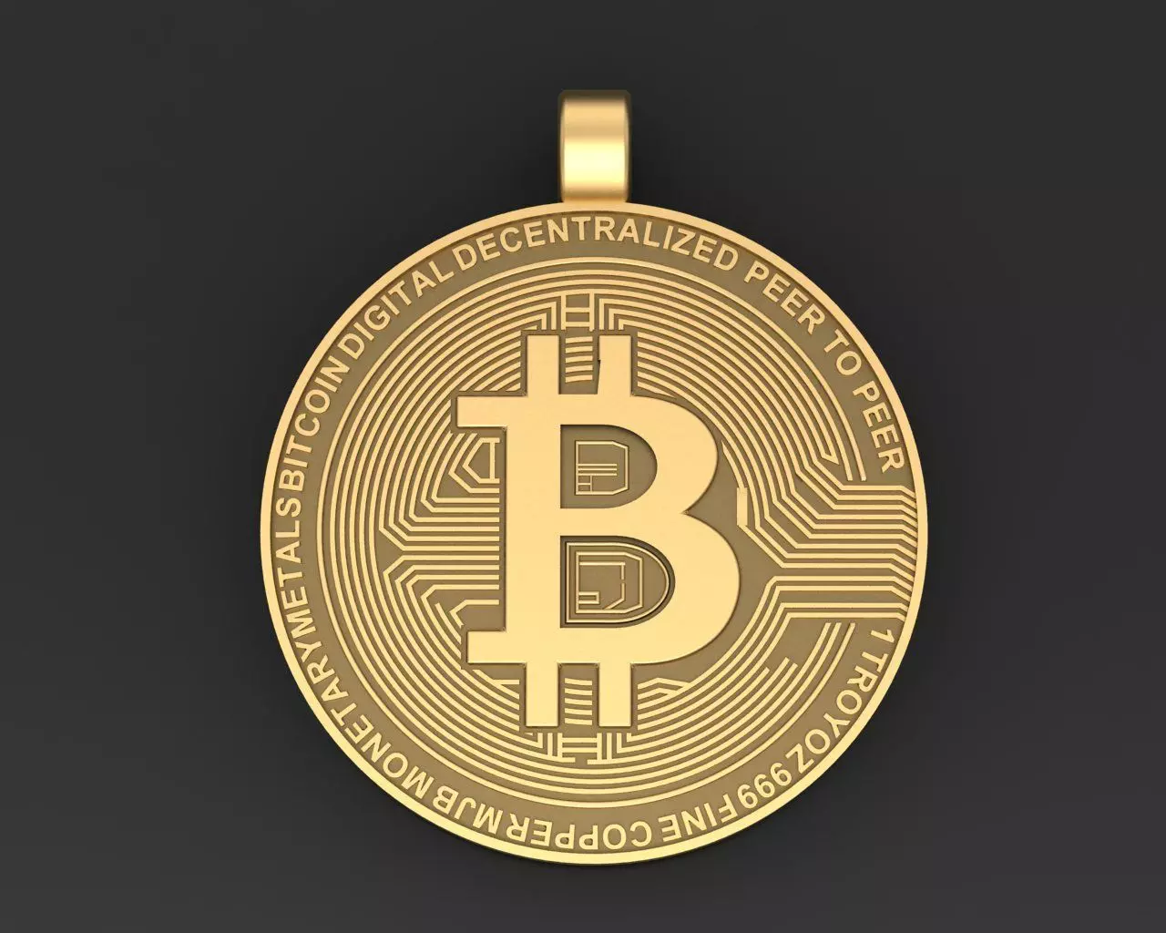 Bitcoin pendant 3D print model_0
