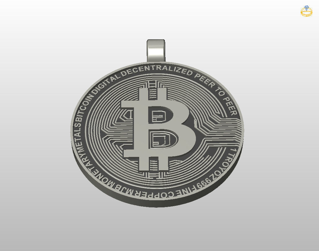 Bitcoin pendant 3D print model_33