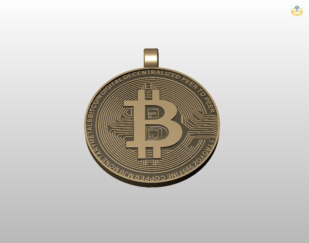 Bitcoin pendant 3D print model_6