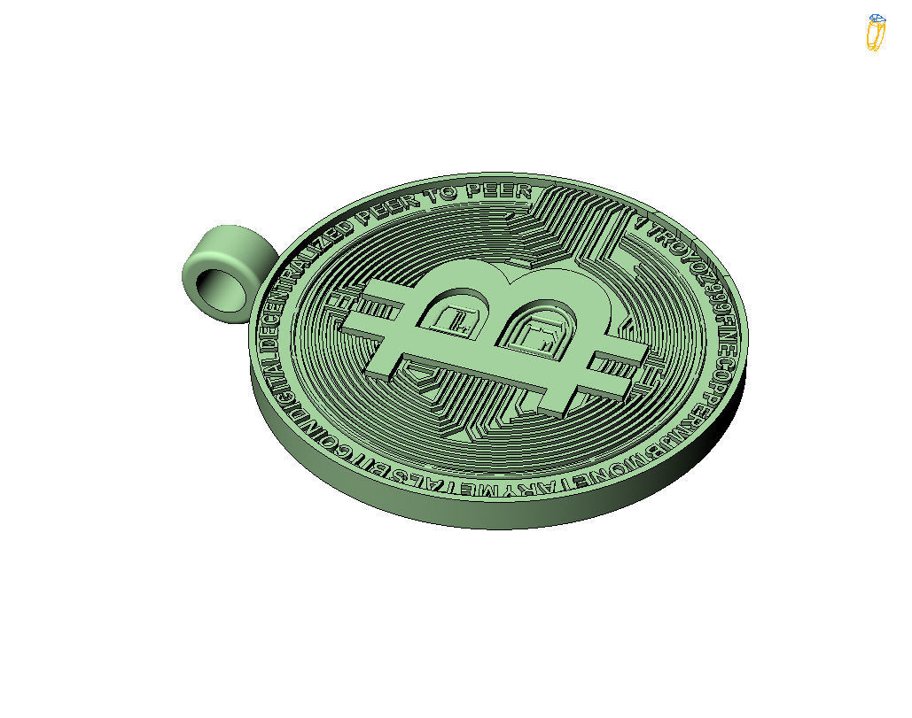 Bitcoin pendant 3D print model_41
