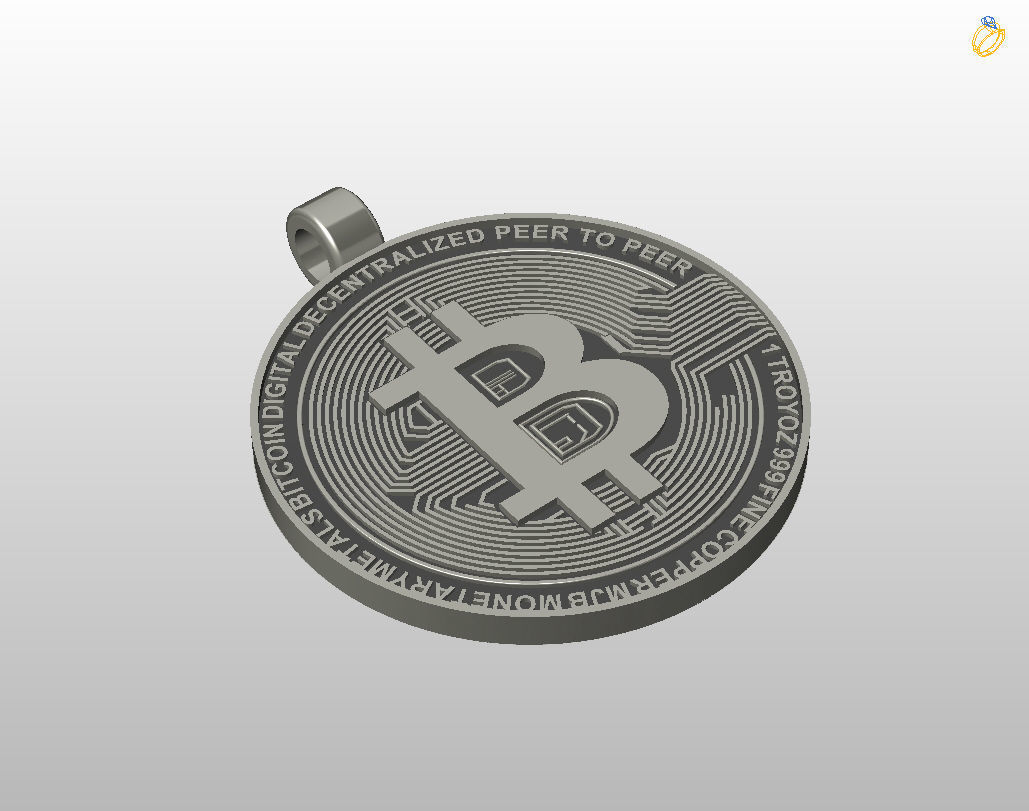 Bitcoin pendant 3D print model_24