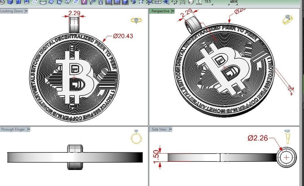 Bitcoin pendant 3D print model_1