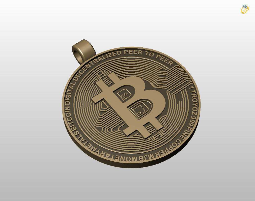Bitcoin pendant 3D print model_12