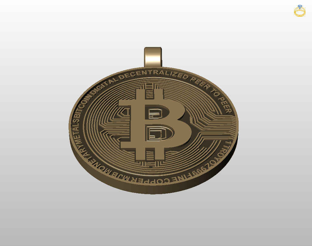 Bitcoin pendant 3D print model_17