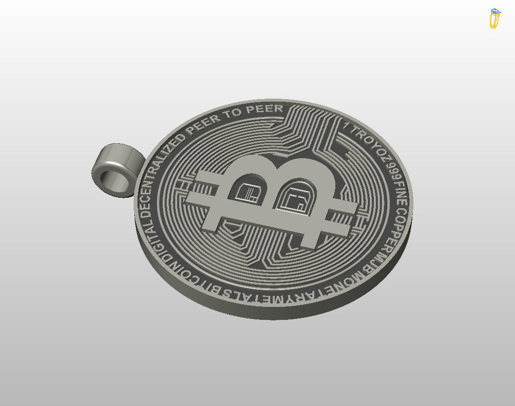 Bitcoin pendant 3D print model_25