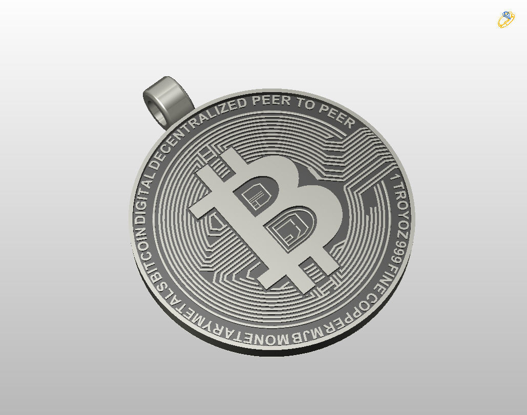 Bitcoin pendant 3D print model_4