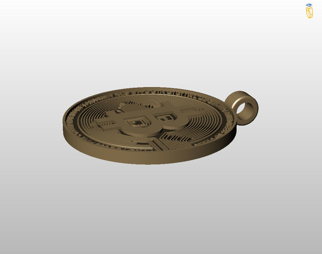 Bitcoin pendant 3D print model_8