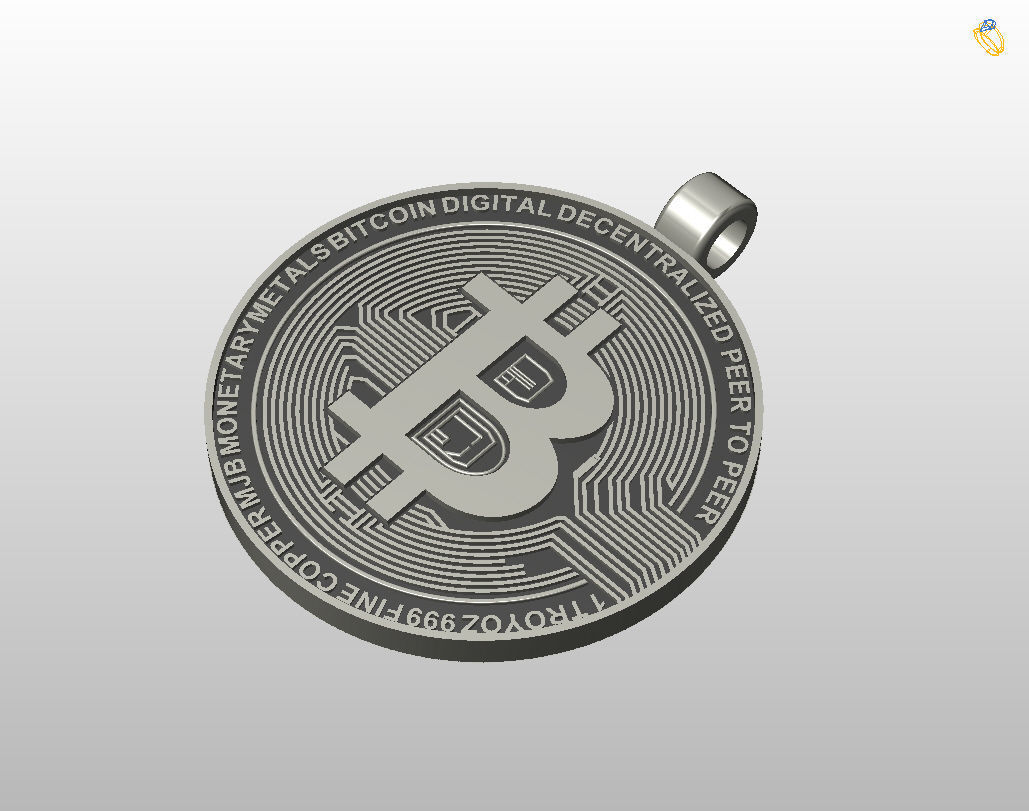 Bitcoin pendant 3D print model_27