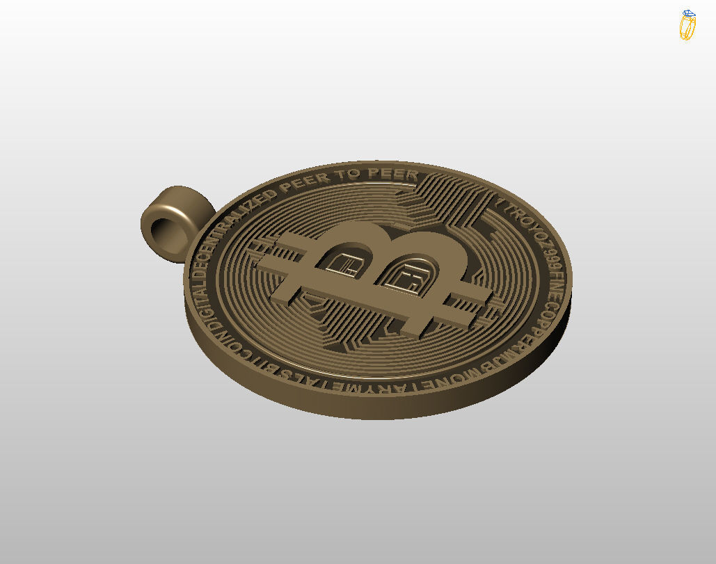 Bitcoin pendant 3D print model_13