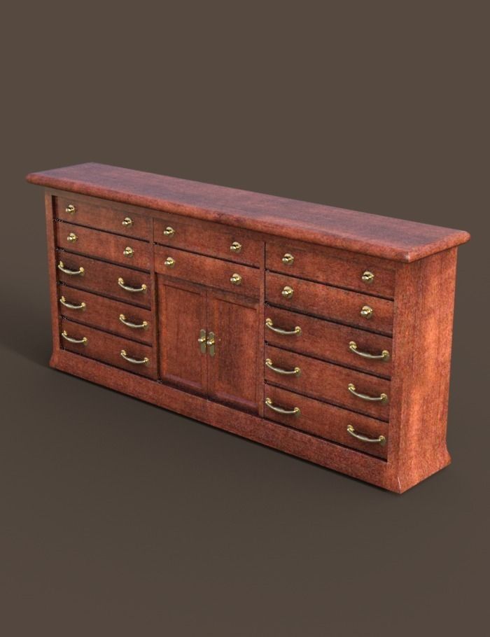Dresser  Low-poly 3D model_0
