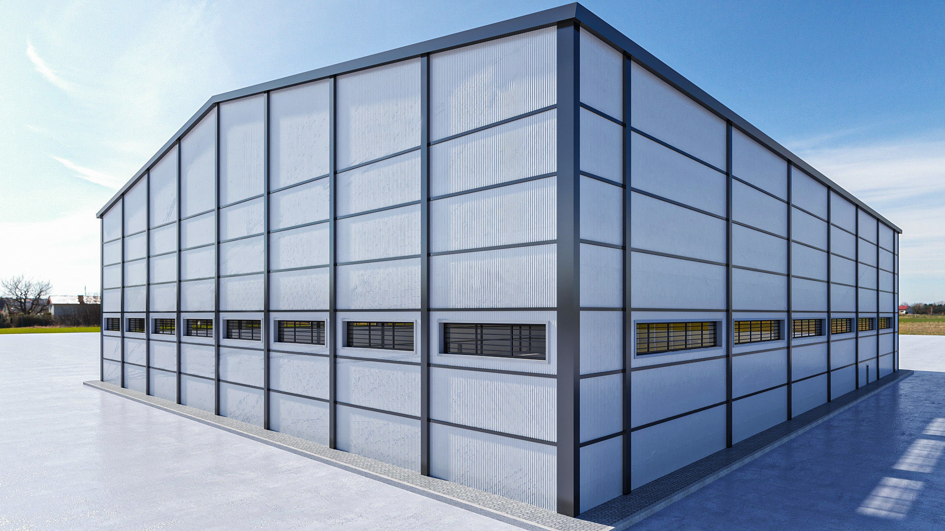 Warehouse 3 top of building 3D model_12