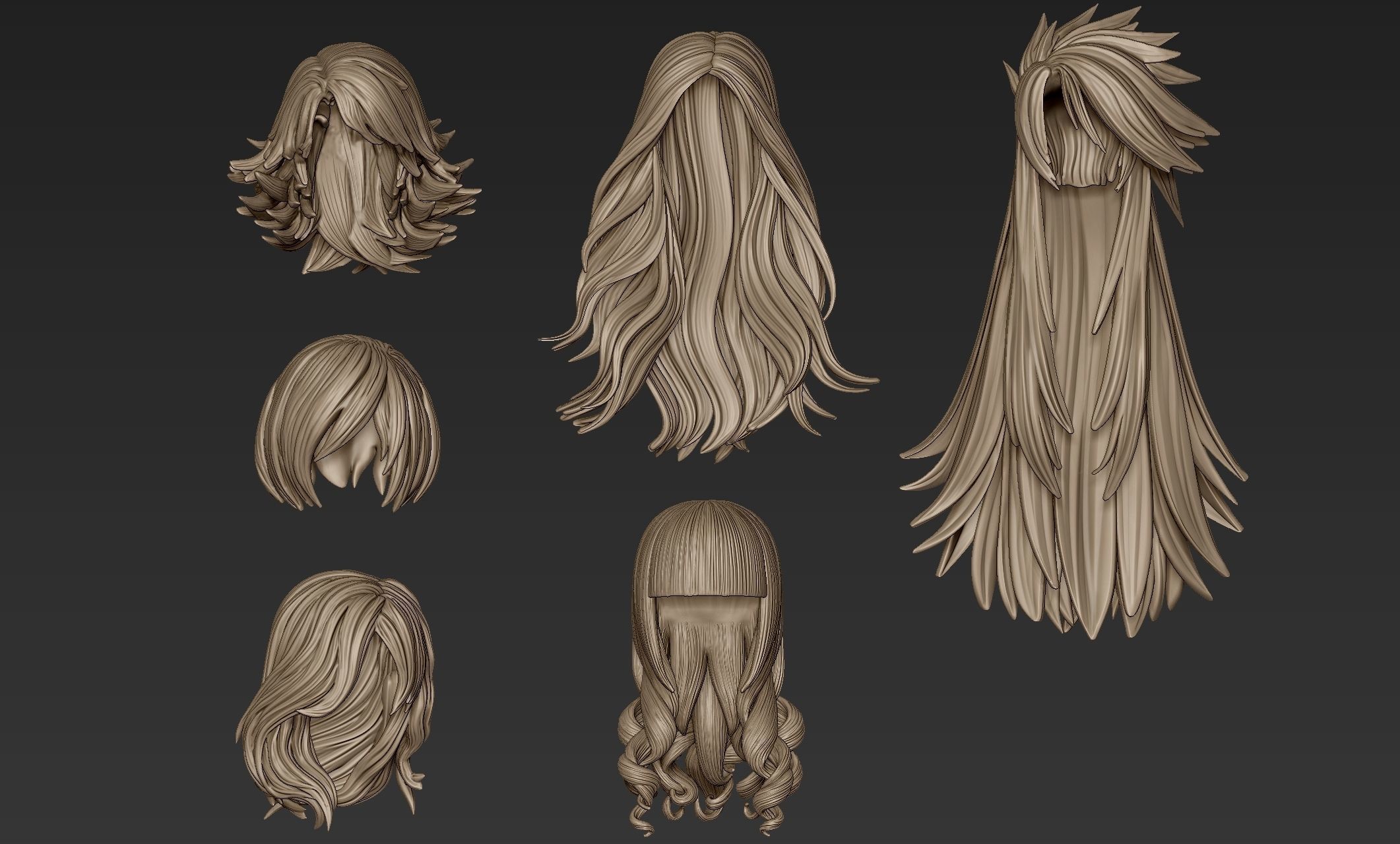 Hair Collection 4 angel with long 3D model_1