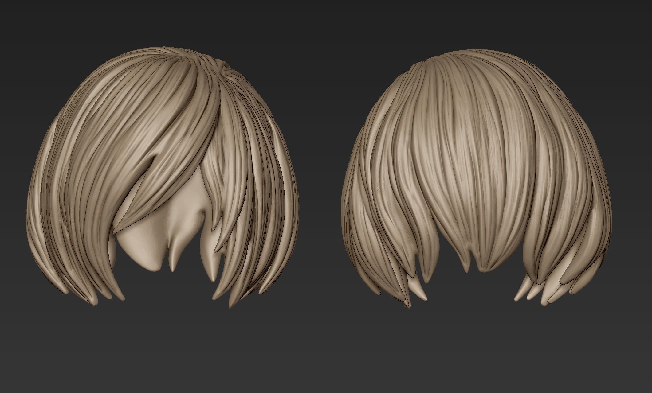 Hair Collection 4 angel with long 3D model_7