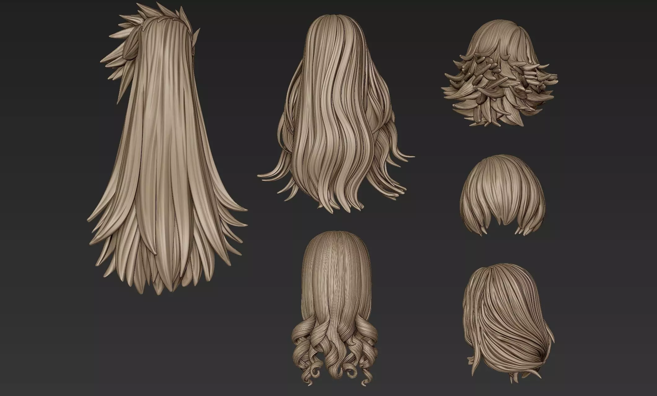 Hair Collection 4 angel with long 3D model_0