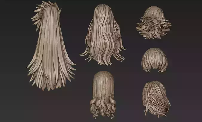 Hair Collection 4 angel with long 3D model