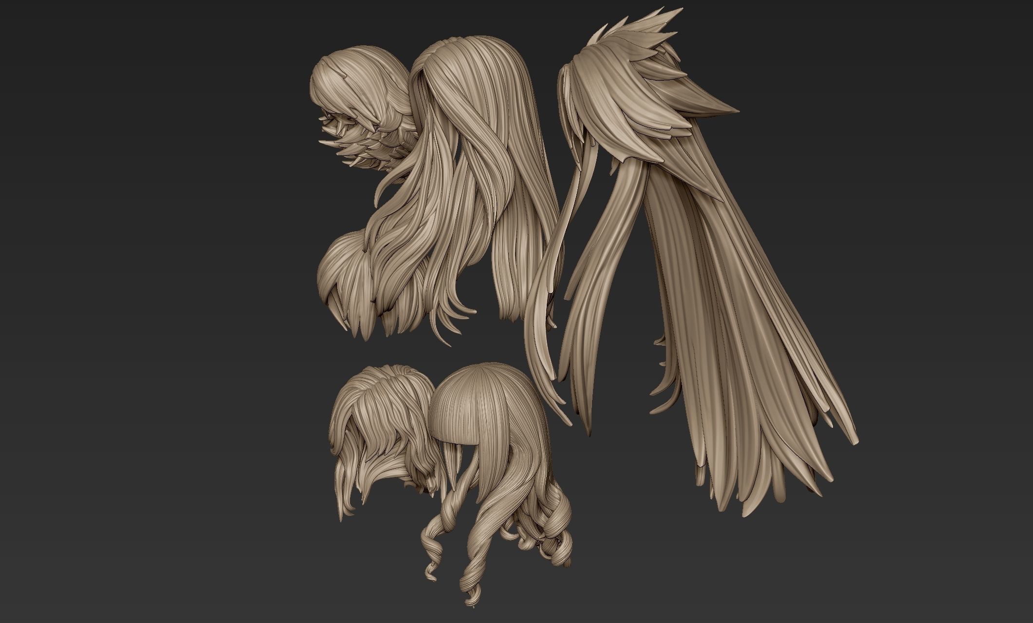 Hair Collection 4 angel with long 3D model_3