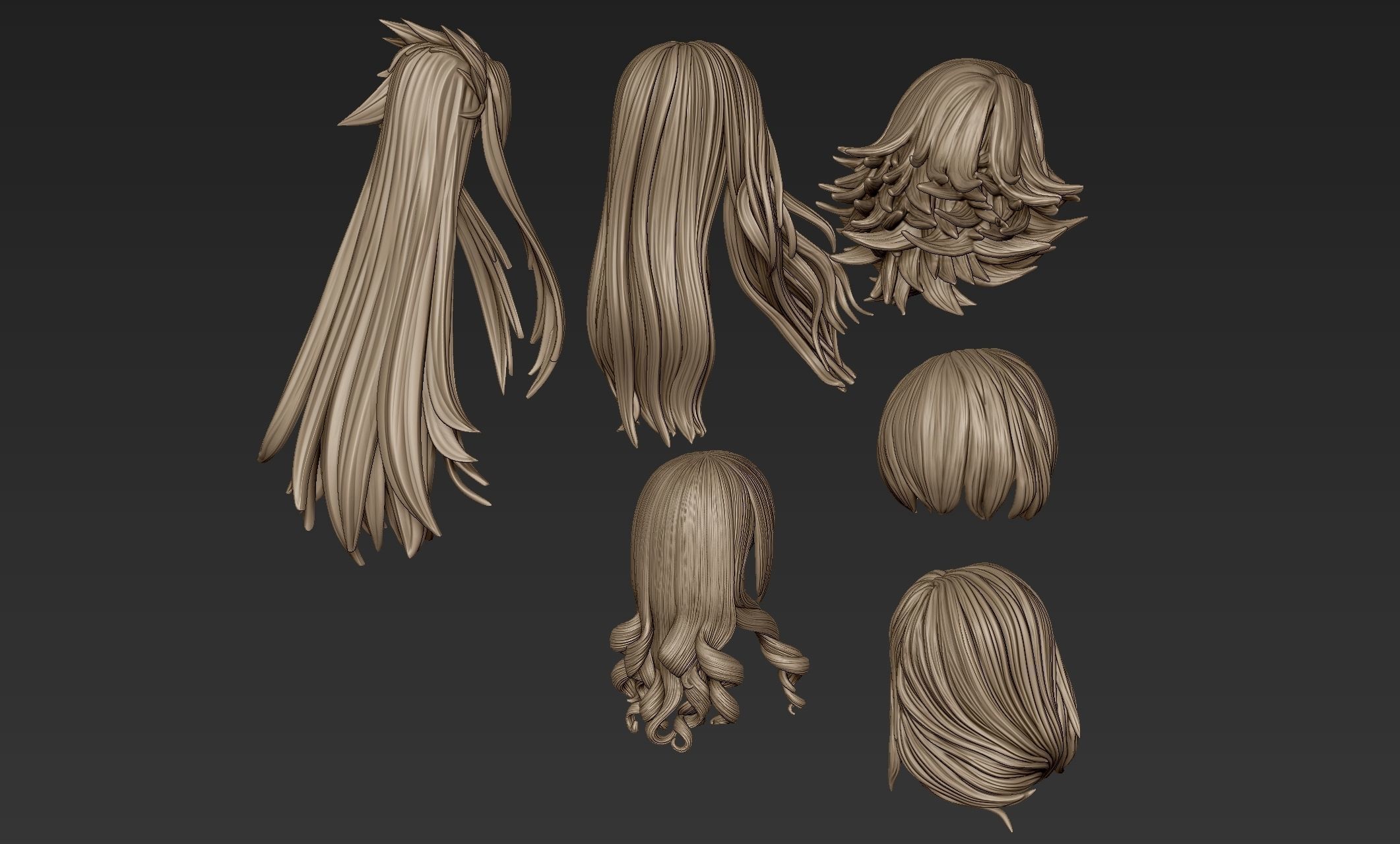 Hair Collection 4 angel with long 3D model_5