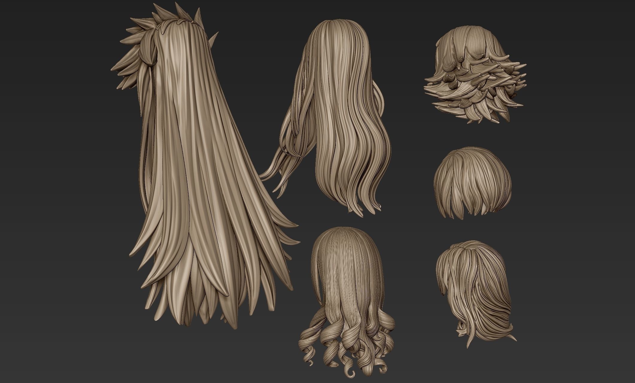 Hair Collection 4 angel with long 3D model_4