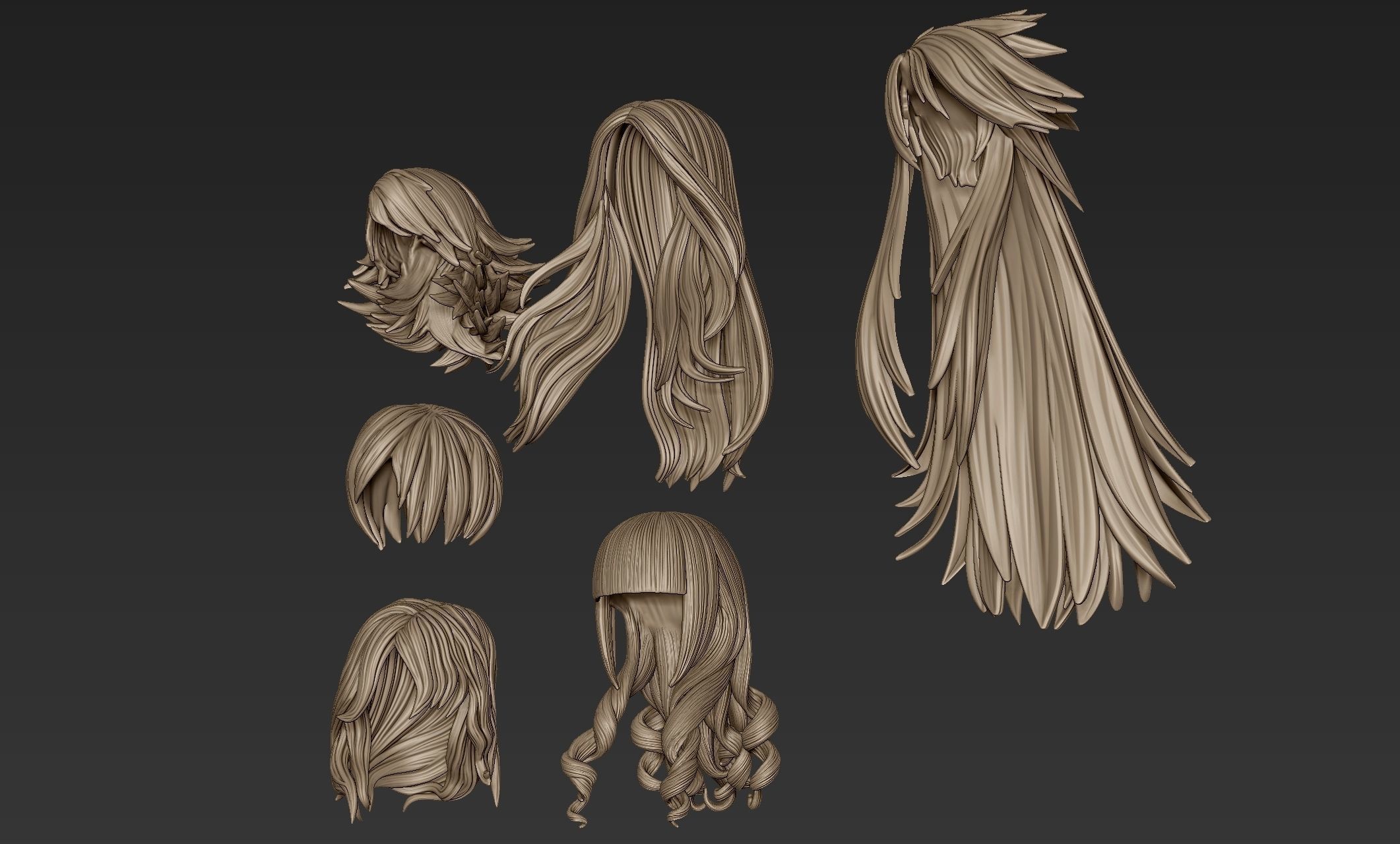 Hair Collection 4 angel with long 3D model_2