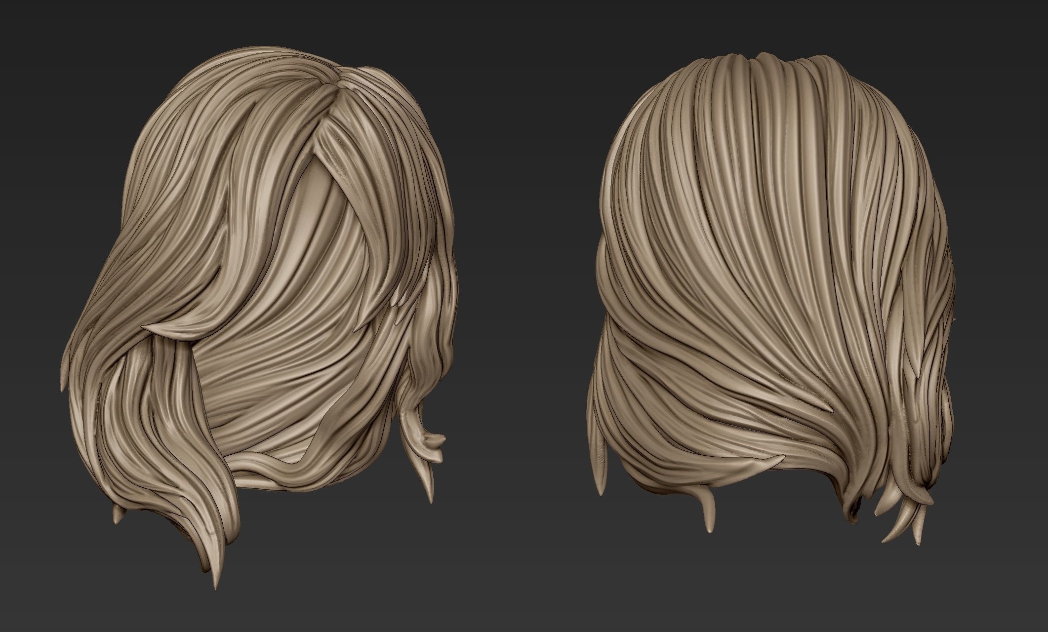 Hair Collection 4 angel with long 3D model_9