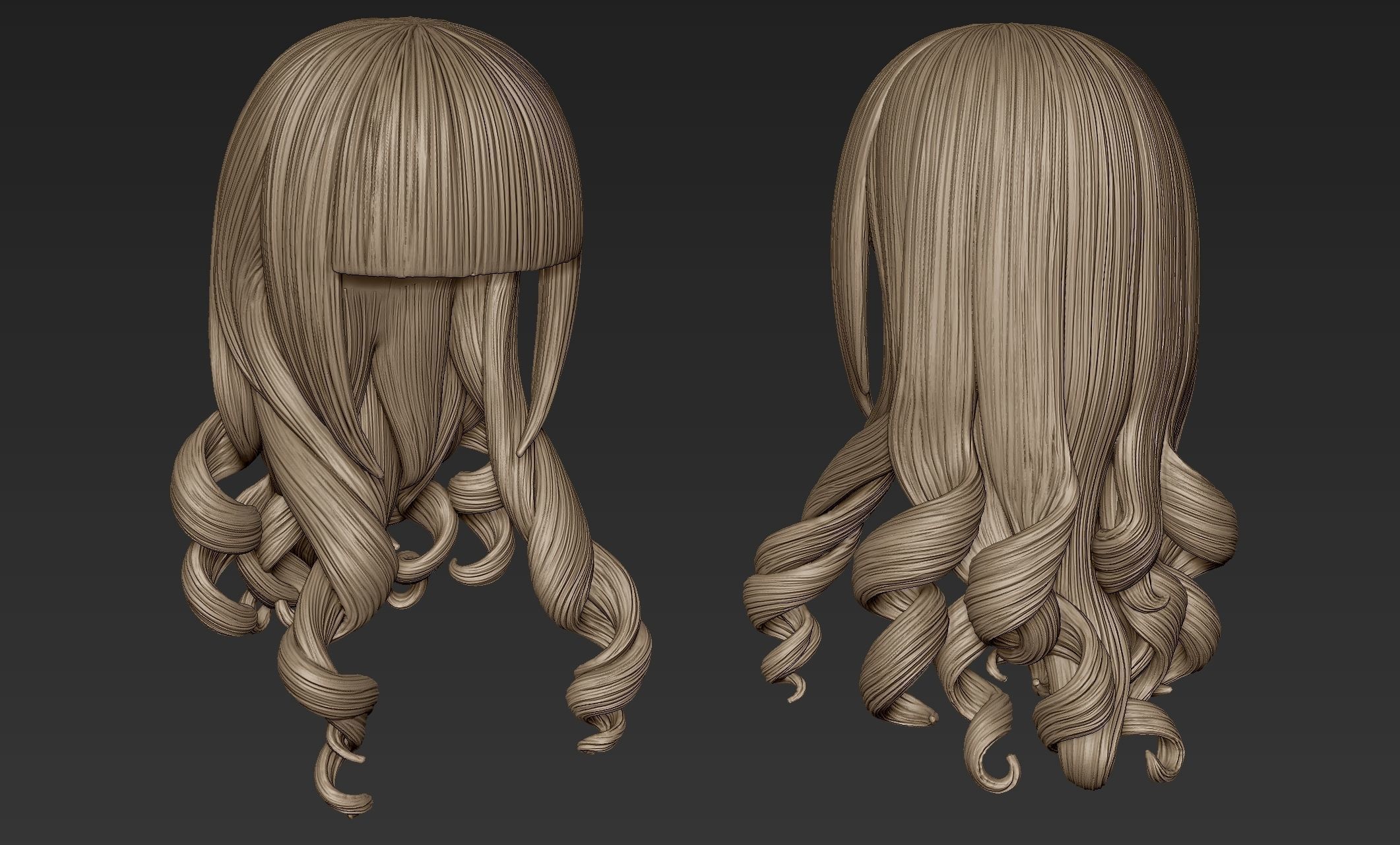 Hair Collection 4 angel with long 3D model_11