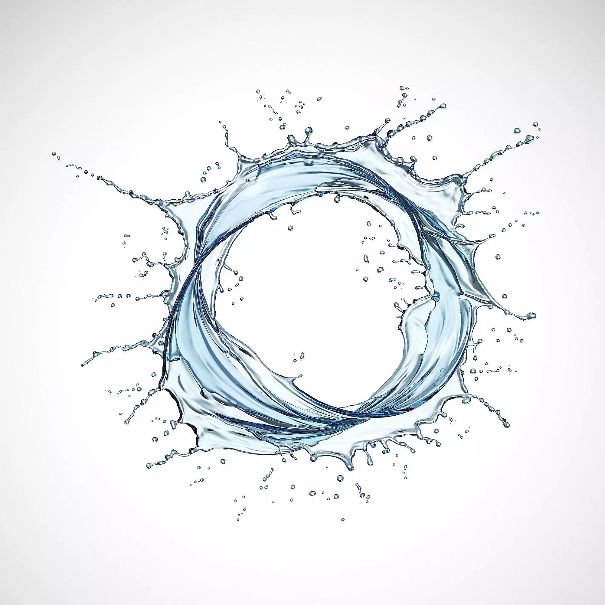 blue water liquid splash 3D model_0