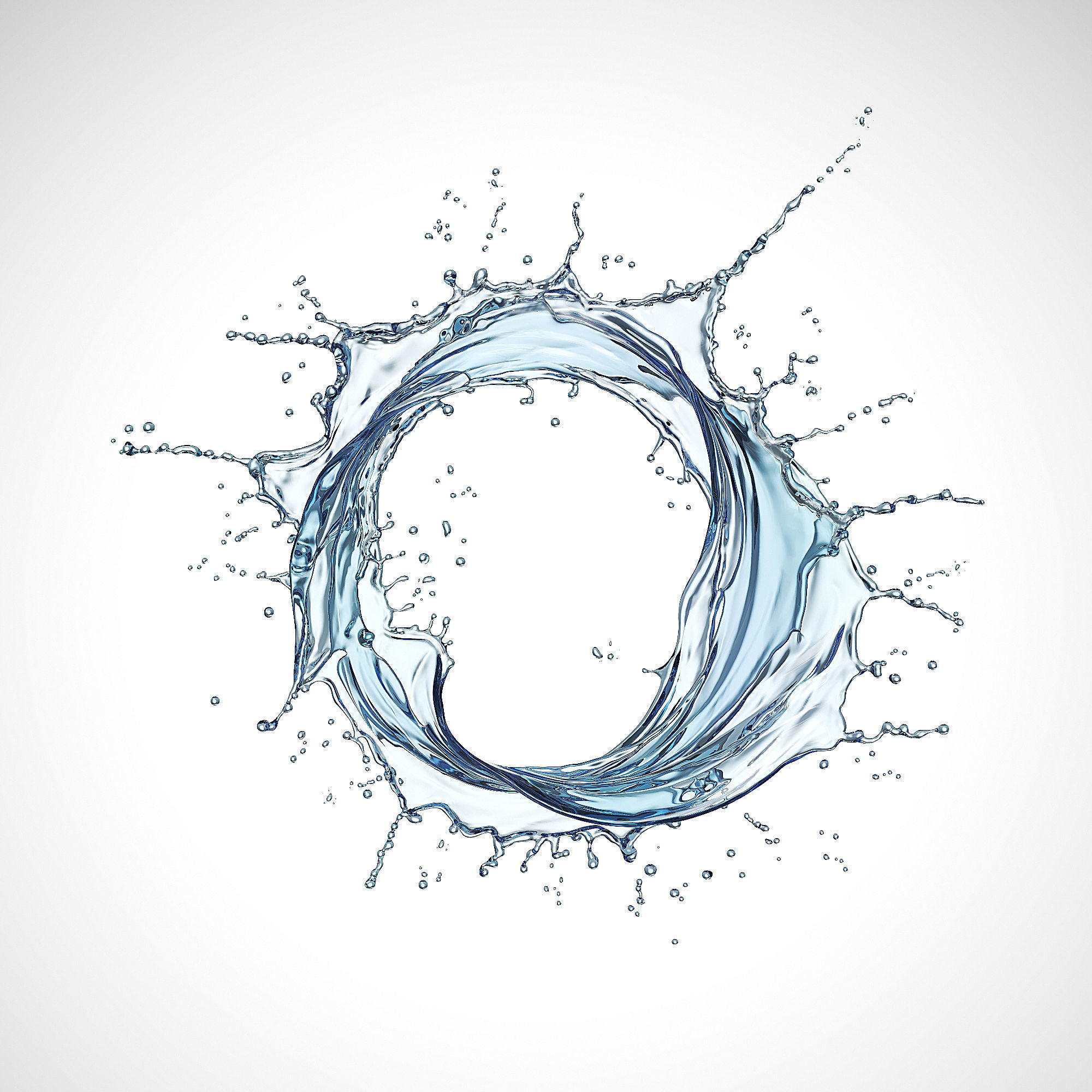 blue water liquid splash 3D model_1