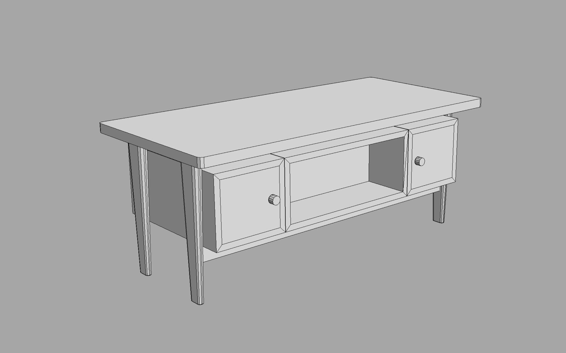 Mid Century Desk - No 2 Low-poly 3D model_5