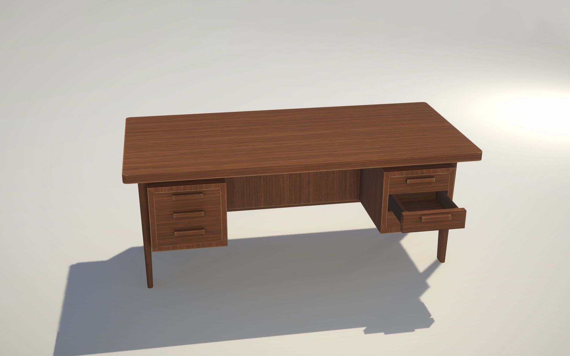 Mid Century Desk - No 2 Low-poly 3D model_2