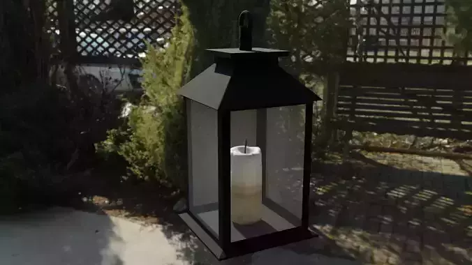 Lantern with candles Low-poly 3D model