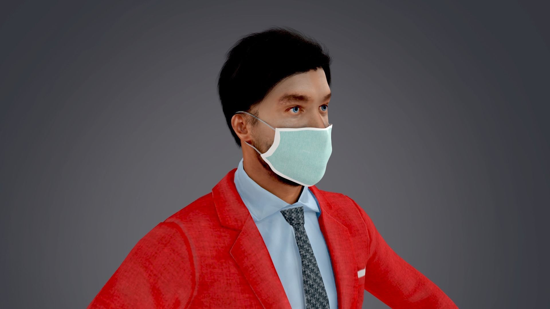 Fur Red Suite American Man Low-poly 3D model_2