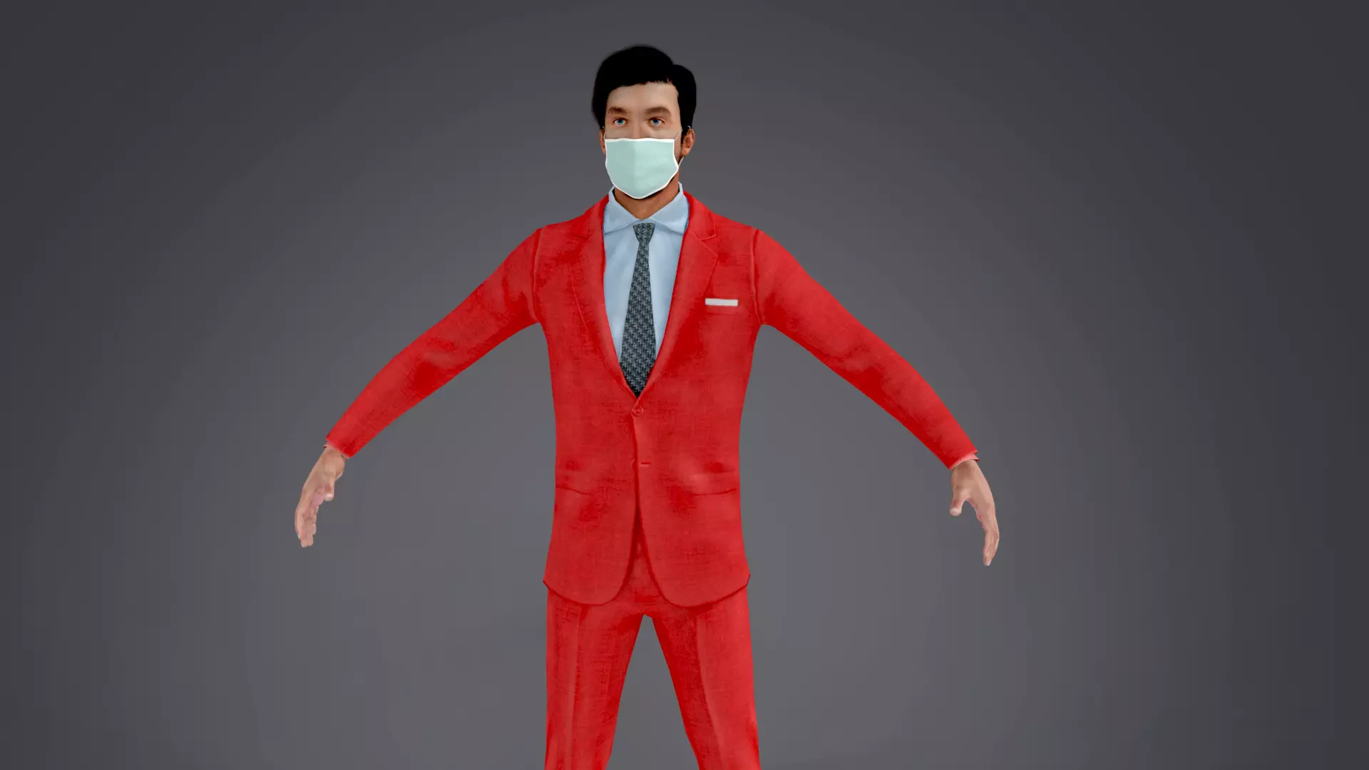 Fur Red Suite American Man Low-poly 3D model_0