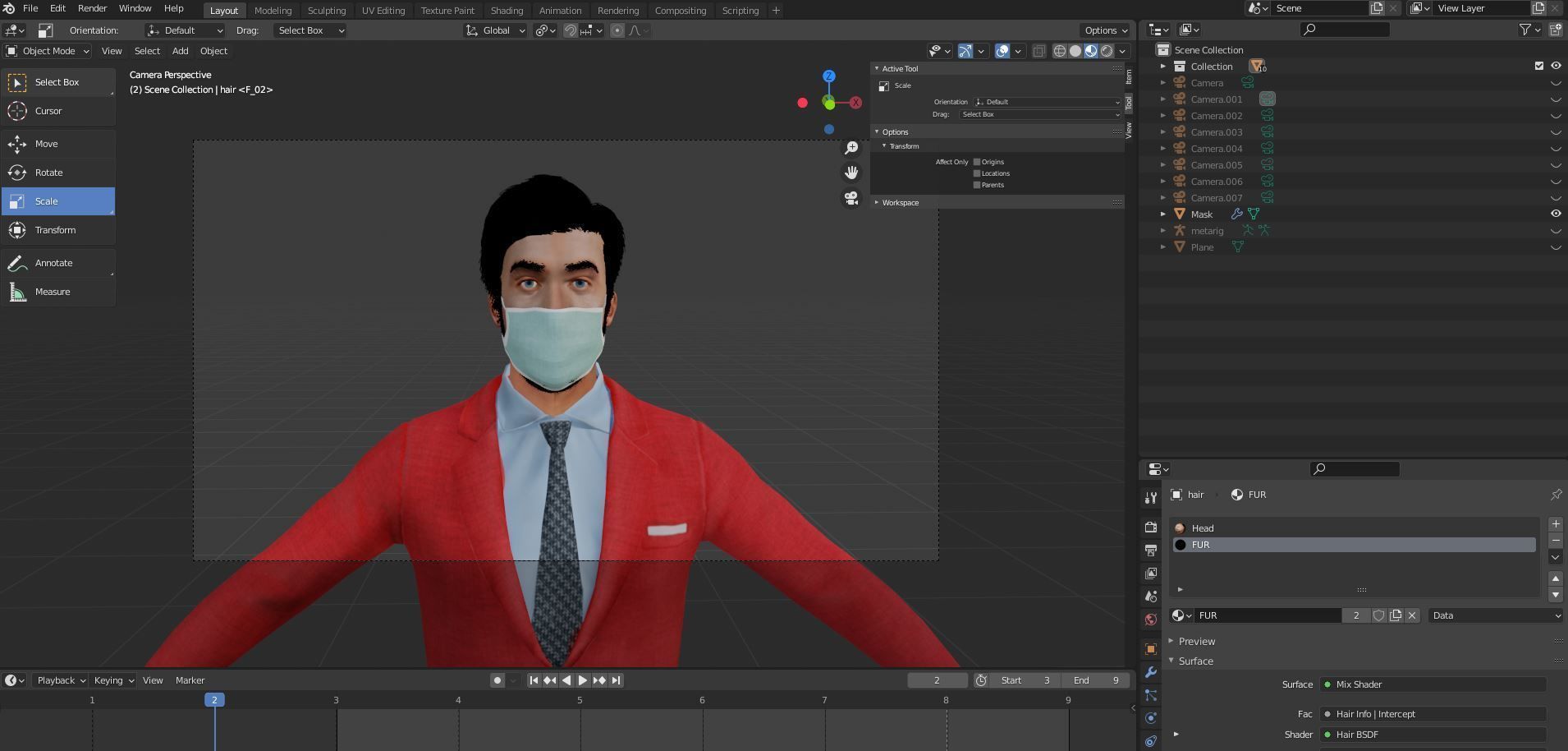 Fur Red Suite American Man Low-poly 3D model_9