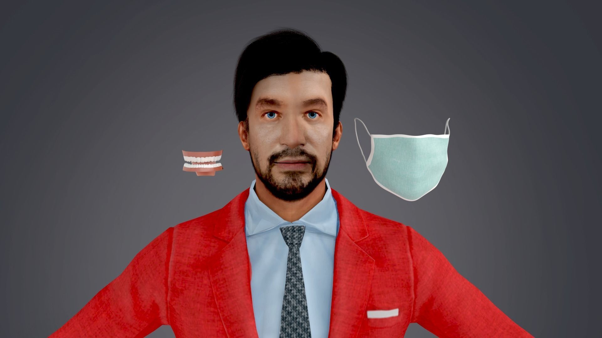 Fur Red Suite American Man Low-poly 3D model_1