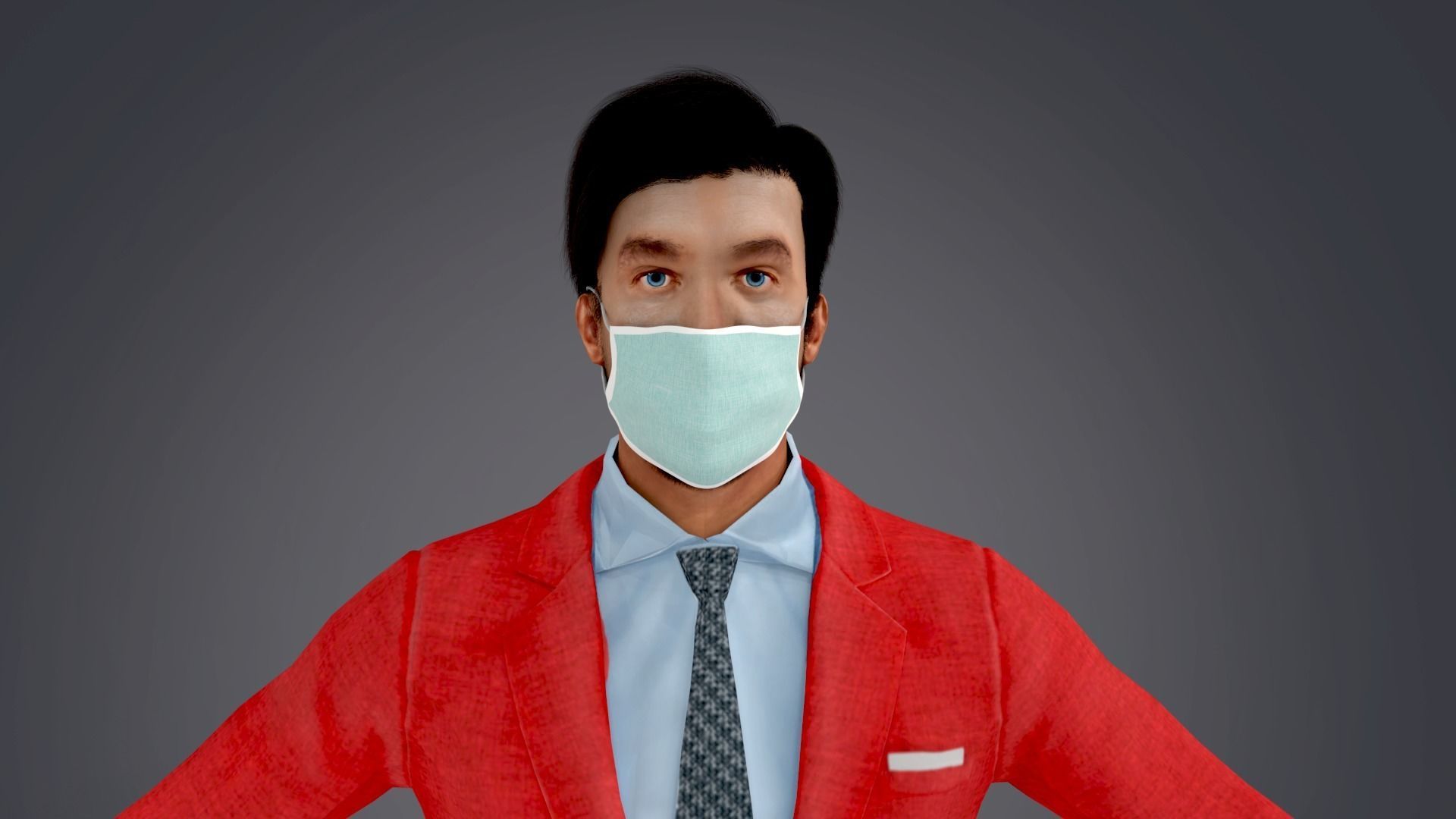 Fur Red Suite American Man Low-poly 3D model_3