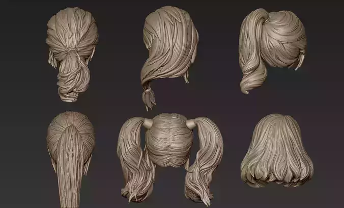 Hair Collection 6 ponytail 3D model