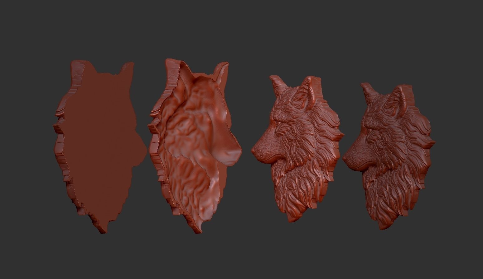 Wolf head 3D print model_7