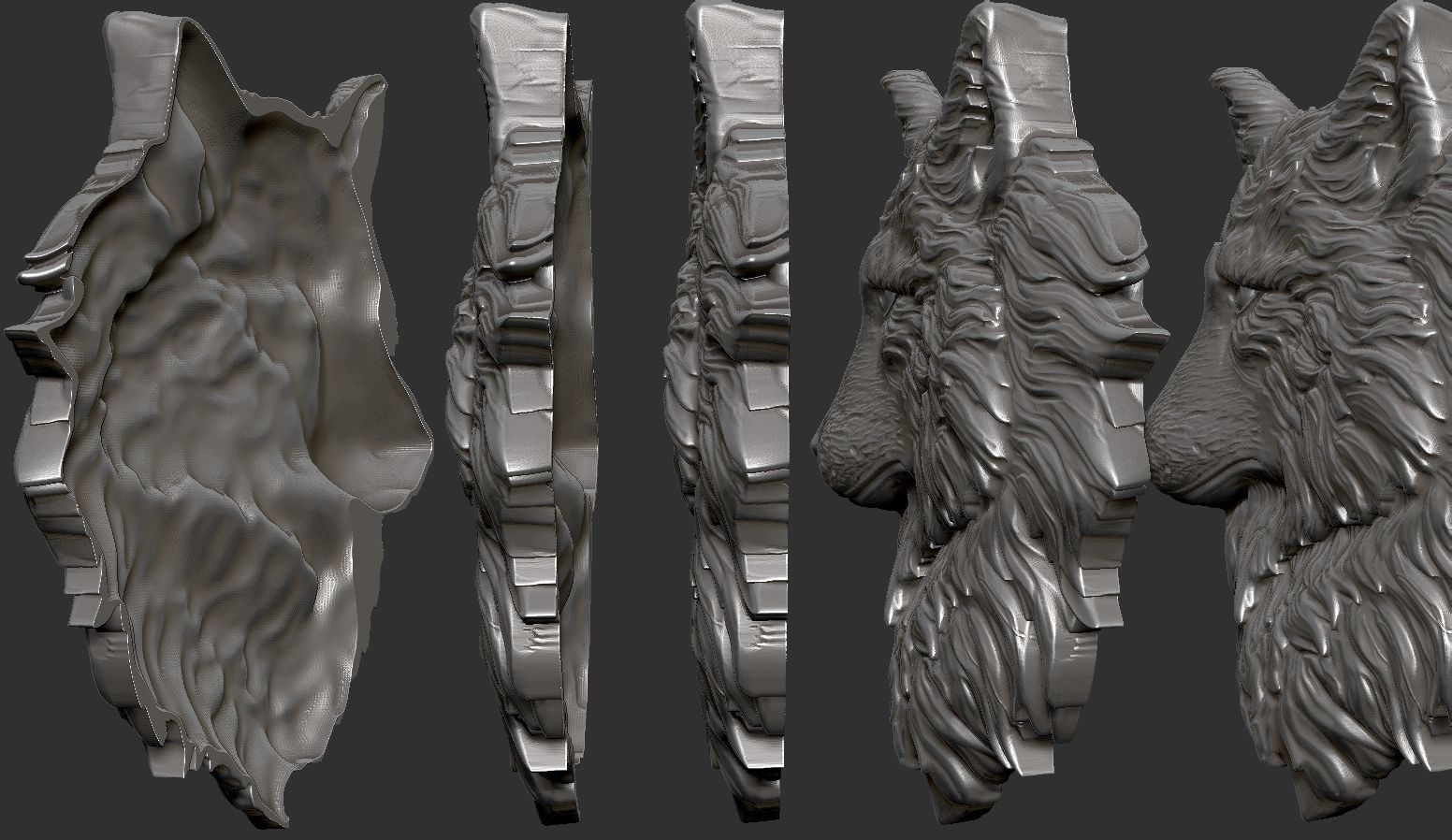 Wolf head 3D print model_2