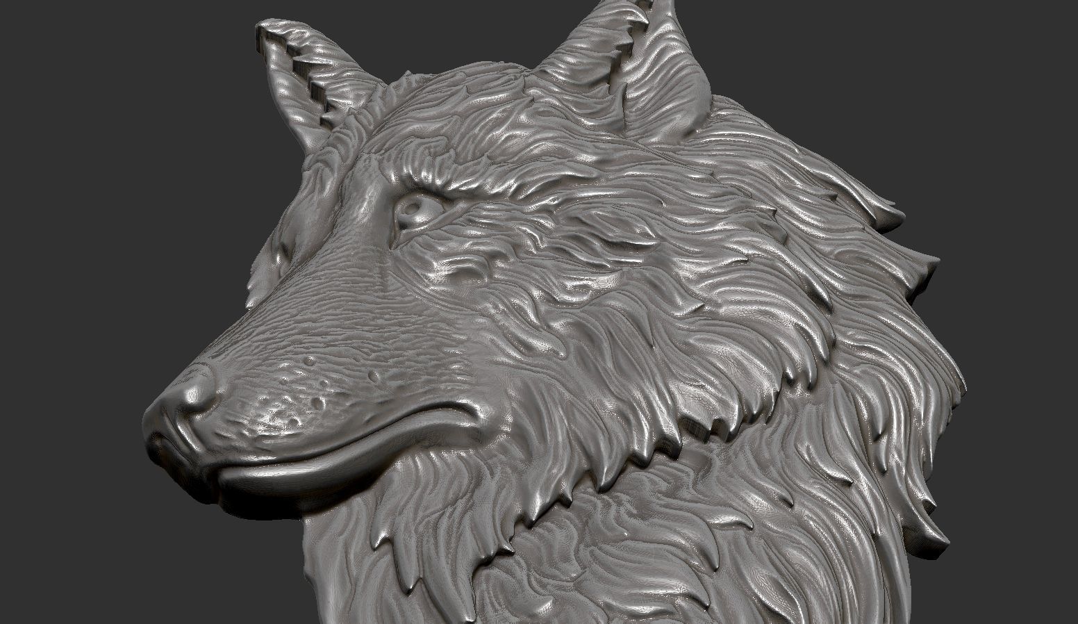 Wolf head 3D print model_4