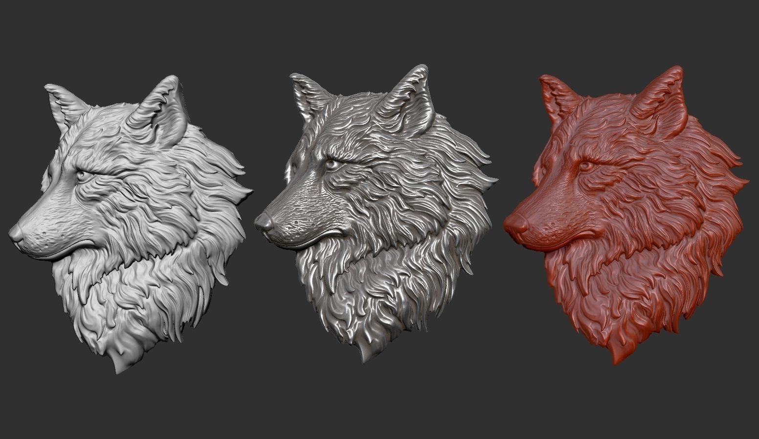 Wolf head 3D print model_3