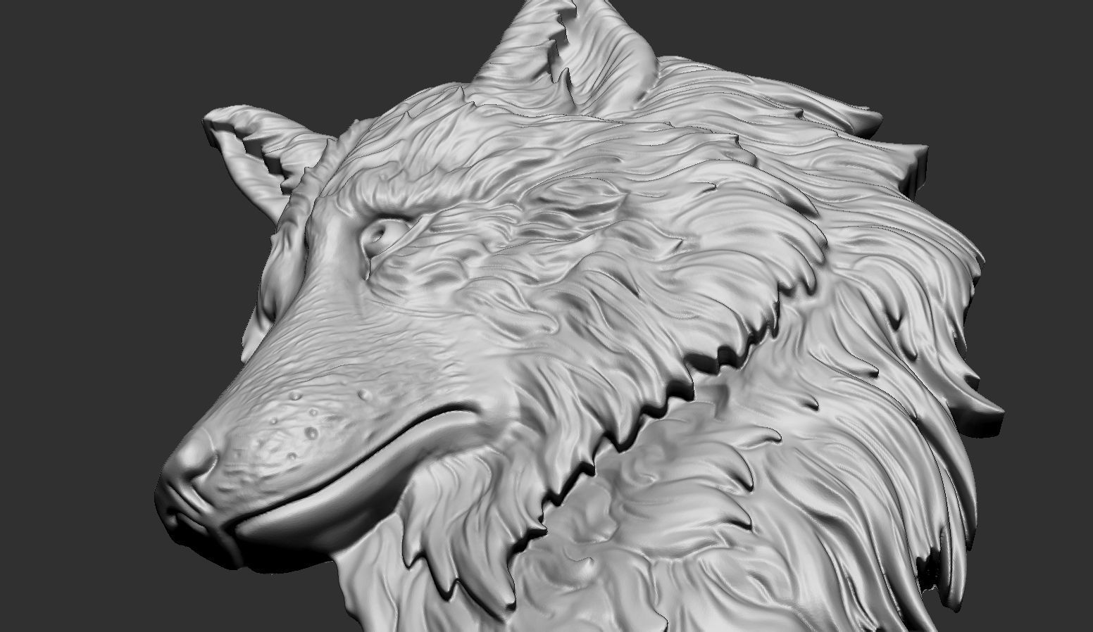 Wolf head 3D print model_6