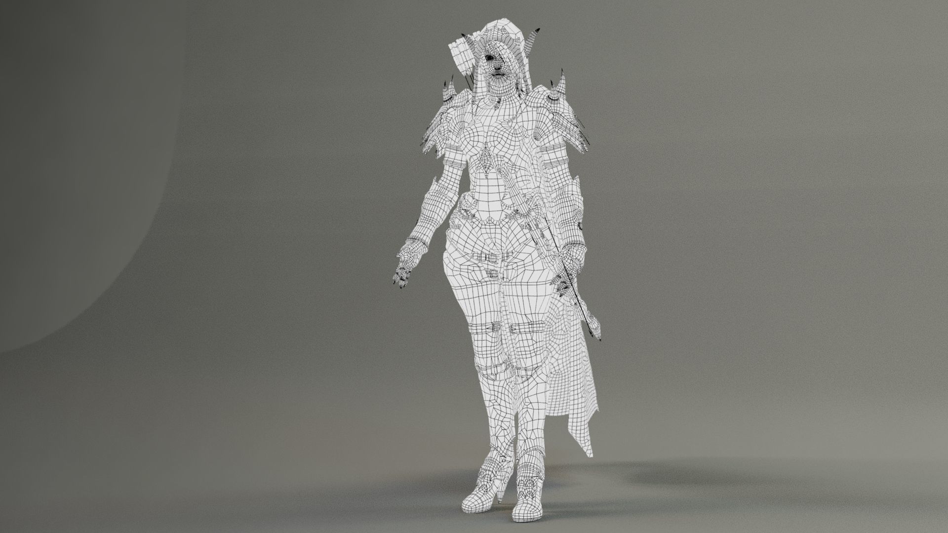 Elf Female Archer Warrior UE - Unity Model Low-poly 3D model_23